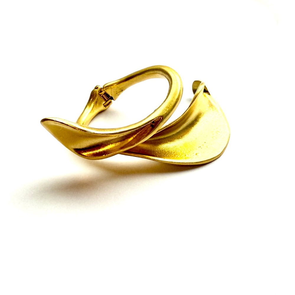 Golden Leaf Gold Hinge Sculptural Statement Bangle